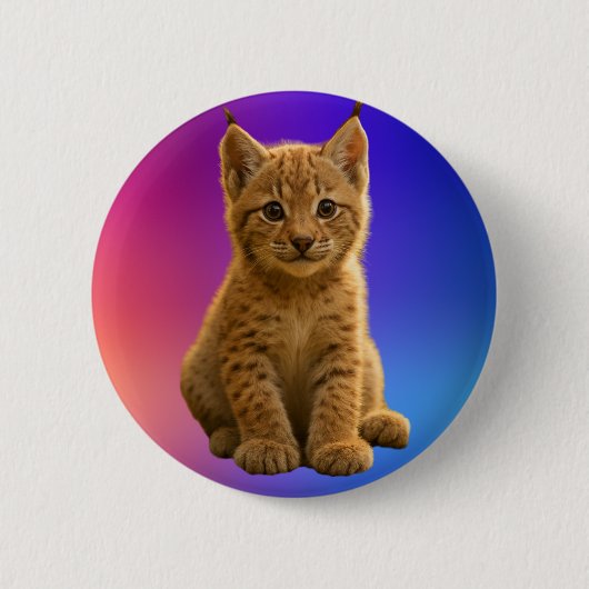 Schattige baby lynx ronde button 5,7 cm (Voorkant)