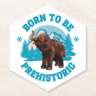 Schattige baby mammoet Prehistorische kinderverjaa Kartonnen Onderzetters