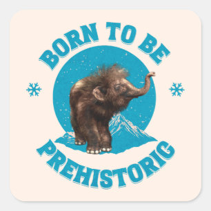 Schattige baby mammoet prehistorische kinderverjaa vierkante sticker