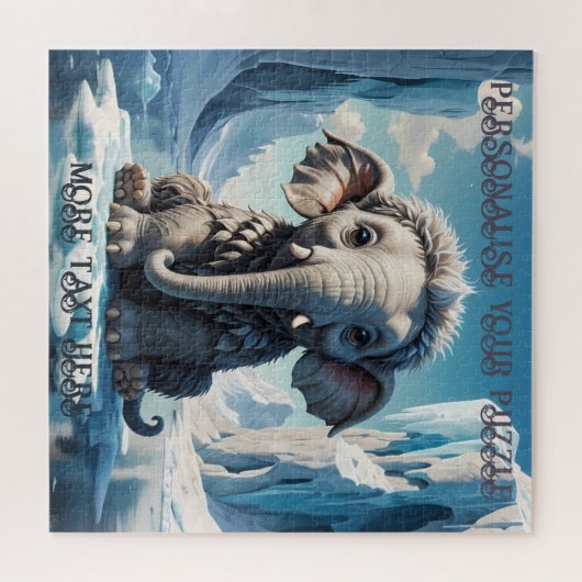 Schattige Baby mammoet spelen in de Noordelijke IJ Legpuzzel (Horizontaal)