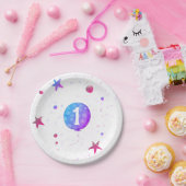 Schattige Baby Meisje 1e Verjaardagsfeestje Papieren Bordje (Feest)