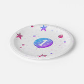 Schattige Baby Meisje 1e Verjaardagsfeestje Papieren Bordje (Gekanteld)