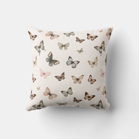 Schattige Baby Meisje Aangepaste Monogram Vlinder  Kussen (Achterkant)