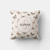 Schattige Baby Meisje Aangepaste Monogram Vlinder Kussen (Voorkant)
