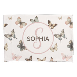 Schattige Baby Meisje Aangepaste Monogram Vlinder  Kussensloop