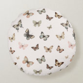 Schattige Baby Meisje Aangepaste Monogram Vlinder  Rond Kussen (Achterkant)