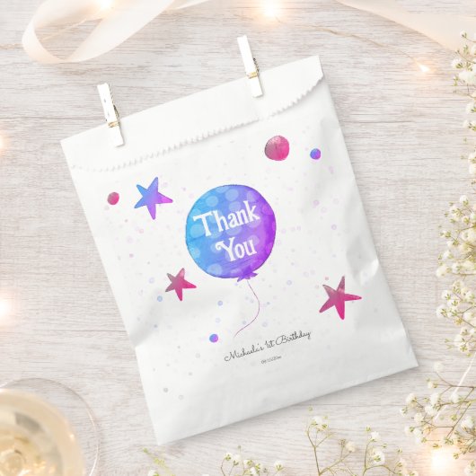 Schattige Baby Meisje Ballon 1e Verjaardag Bedankzakje (Geknipt)