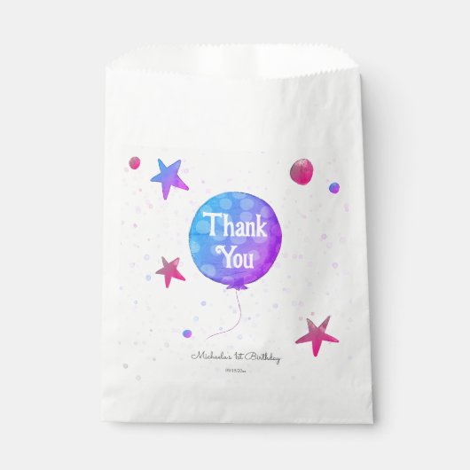 Schattige Baby Meisje Ballon 1e Verjaardag Bedankzakje (Voorkant)