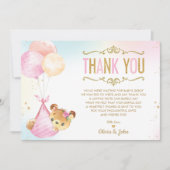 Schattige Baby Meisje Beer Ballonnen Baby shower S Bedankkaart (Voorkant)