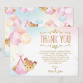 Schattige Baby Meisje Beer Ballonnen Baby shower S Bedankkaart (Voorkant / Achterkant)