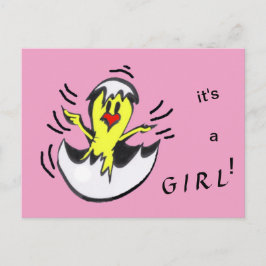 Schattige Baby MEISJE Chick Cartoon Briefkaart