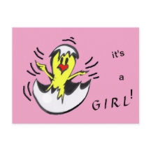 Schattige Baby MEISJE Chick Cartoon Briefkaart