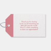 Schattige Baby Meisje Douche Roze Paraplu Dank u Cadeaulabel (Achterkant Horizontaal)