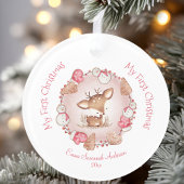 Schattige Baby Meisje Eerste Kerstmis Roze Naam Or Ornament