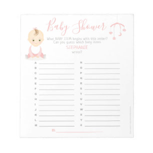 Schattige Baby Meisje en haar Mobile Baby shower G Notitieblok
