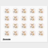 Schattige Baby Meisje Fawn met Vlinders en Bloemen Ronde Sticker (Vel)
