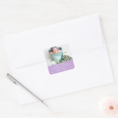 Schattige Baby Meisje Foto Geboorte Aankondiging Vierkante Sticker (Envelop)