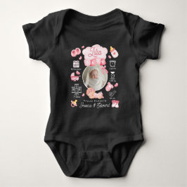 Schattige Baby Meisje Geboorte Stats Roze Pasgebor Romper