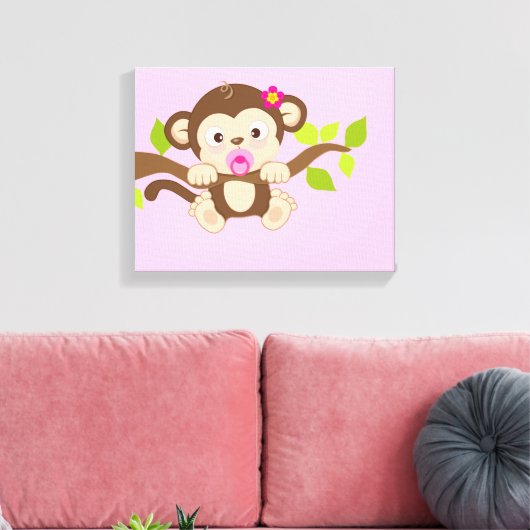 Schattige Baby Meisje Monkey Canvas Prints (Insitu (Woonkamer))