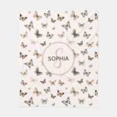 Schattige Baby Meisje Monogram Naam Blush Butterfl Fleece Deken (Voorkant)