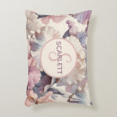 Schattige Baby Meisje Naam Initiaal Monogram Bloem Accent Kussen (Voorkant(Verticaal))