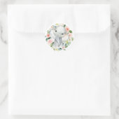 Schattige Baby Meisje Olifant Bloemen Envelop Seal Ronde Sticker (Tas)