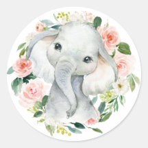 Schattige Baby Meisje Olifant Bloemen Envelop Seal