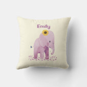 Schattige baby meisje olifant met naam kussen (Achterkant)