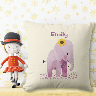 Schattige baby meisje olifant met naam kussen