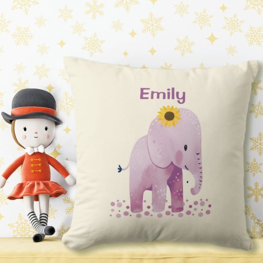 Schattige baby meisje olifant met naam kussen
