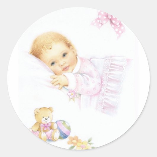 Schattige baby meisje ontwerp ronde sticker (Voorkant)