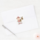 Schattige Baby Meisje & Paard Pony Custom Western Vierkante Sticker (Envelop)