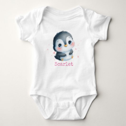 Schattige Baby Meisje Pinguïn Kerstmis Verjaardag Romper (Voorkant)