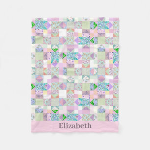 Schattige Baby Meisje  Quilt Design Custom Name Fleece Deken