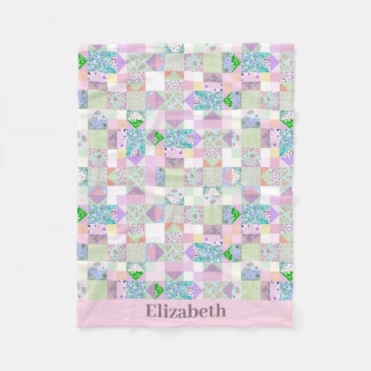 Schattige Baby Meisje  Quilt Design Custom Name Fleece Deken (Voorkant)