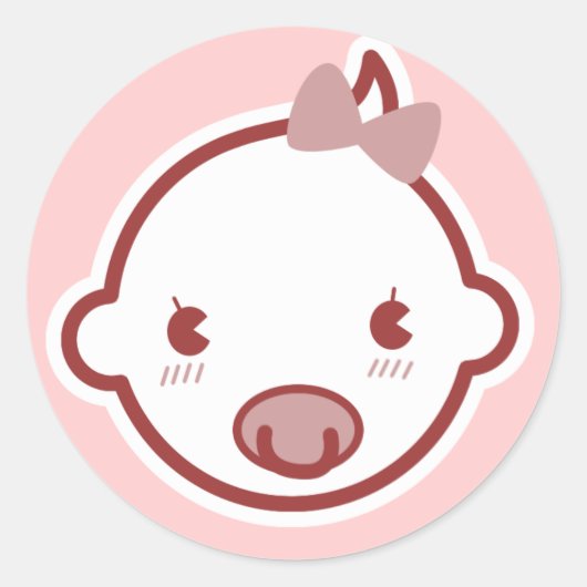 Schattige Baby Meisje Roze Baby shower Ronde Sticker (Voorkant)