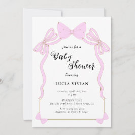 Schattige Baby Meisje Roze Coquette Bow Baby showe Kaart