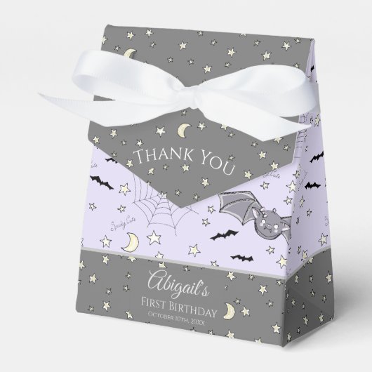 Schattige Baby Meisje Vleermuizen Halloween & Herf Bedankdoosjes (Voorkant Zijde)
