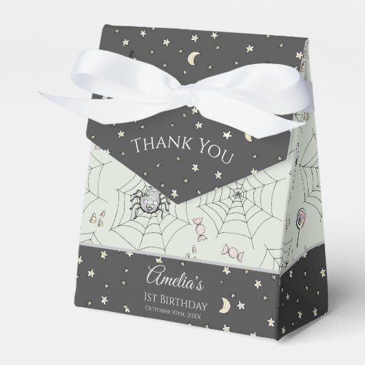 Schattige Baby Meisje Vleermuizen Halloween & Herf Bedankdoosjes (Voorkant Zijde)