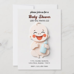 Schattige Baby met Milk Bottle Shower Kaart