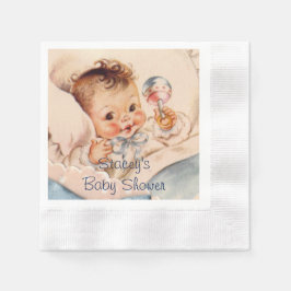 Schattige baby met rammelaar, baby shower servette servet