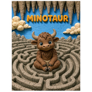 Schattige Baby Minotaurus, Mythisch Briefkaart