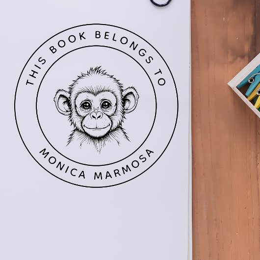 Schattige Baby Monkey Dit boek hoort bij de naam v Zelfinktende Stempel