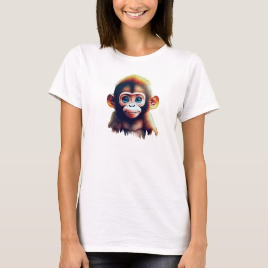 Schattige Baby Monkey in een bosrijke omgeving T-shirt (Voorkant)