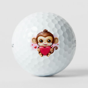 Schattige Baby Monkey met een rood hart Golfballen