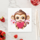 Schattige Baby Monkey met een rood hart Servet (Insitu)