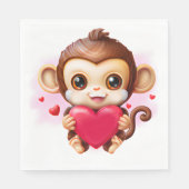 Schattige Baby Monkey met een rood hart Servet (Voorkant)