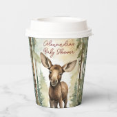 Schattige Baby Moose Genderneutraal Baby shower Papieren Bekers (Achterkant)
