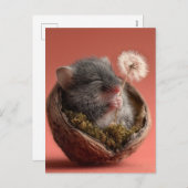 Schattige Baby-muis die in een walnootschelp slaap Feestdagenkaart (Voorkant / Achterkant)