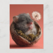 Schattige Baby-muis die in een walnootschelp slaap Feestdagenkaart (Voorkant)